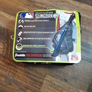 Franklin Sports MLB Slingbak Compact Baseball Bag Youth and T-Ball Black/Grey
